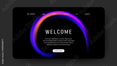 abstract gradient fluid design of landing page. web browser page background	