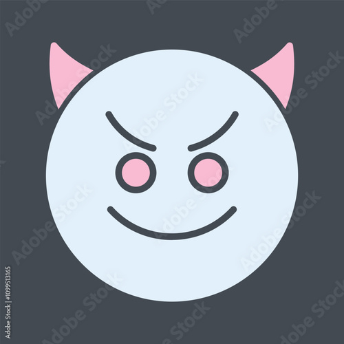 Smiling Face with Horns Vector Icon