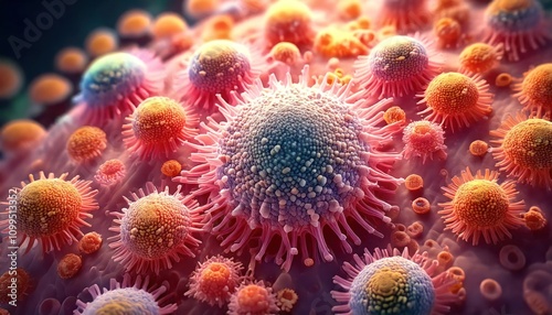 Microscopic view of codocytes, also known as target cells, showcasing their distinctive  photo