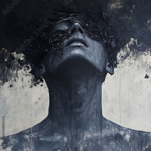 A surreal depiction of art flowing from a painted head, as if creativity itself is escaping the mind. Vibrant colors and abstract strokes blend seamlessly, symbolizing imagination, expression, and fit