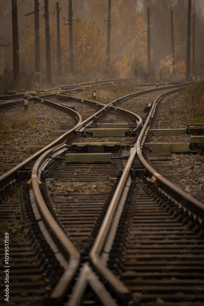 Fototapeta premium Railroad in the fog