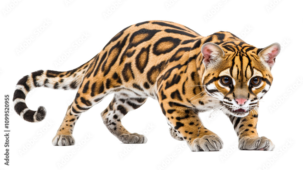 Obraz premium Ocelot transparent PNG isolated on white background.