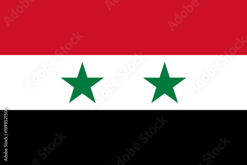 Syria flag in official colors, dimensions and aspect ratio. Vector flag symbolizing national pride, identity, heritage, patriotism and authority