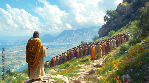 Jesus preaching in Galilee and gathering his disciples. Life of Jesus