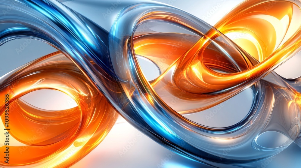 Naklejka premium Abstract Orange and Blue Glass Swirling Design