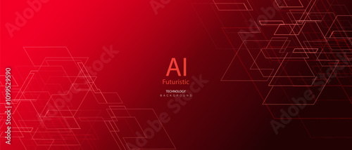 Architecture ai red web banner. Innovation city technology background. Future urban architecture neon light vector. Digital futuristic intelligence high tech design banner.