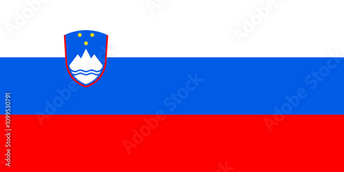 Slovenia flag in official colors, dimensions and aspect ratio. Vector flag symbolizing national pride, identity, heritage, patriotism and authority