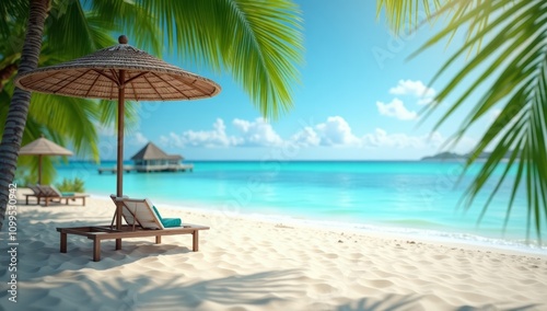 Wallpaper Mural Beautiful beach at sunset with coconut leaf and sunshine Torontodigital.ca