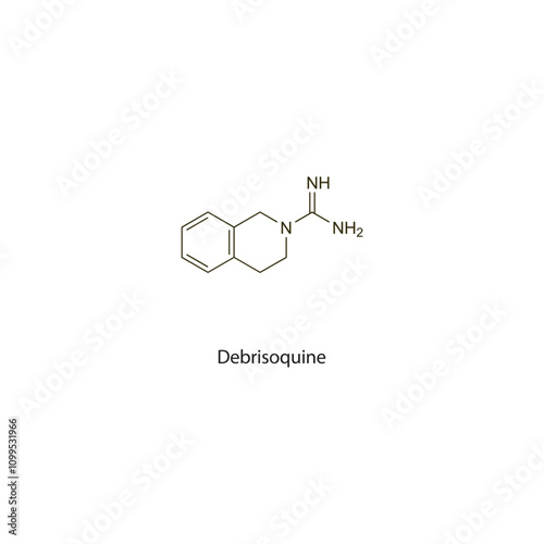 Debrisoquine flat skeletal molecular structure Alpha blocker drug used in hypertension treatment. Vector illustration scientific diagram.