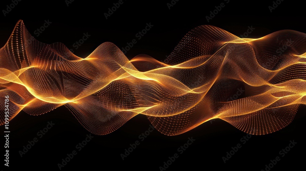 Obraz premium Abstract orange glowing wave on black background.