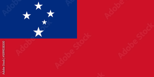 Samoa flag in official colors, dimensions and aspect ratio. Vector flag symbolizing national pride, identity, heritage, patriotism and authority