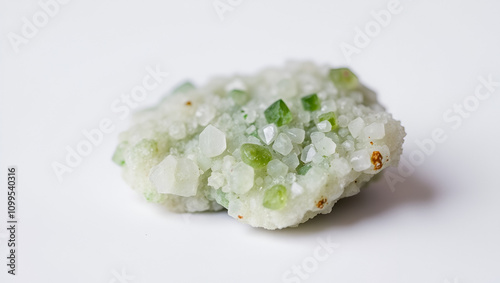 Macro of a mineral stone Vesuvianite on a white background photo