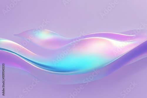 Wallpaper Mural Abstract iridescent waves flow across a lavender background Torontodigital.ca