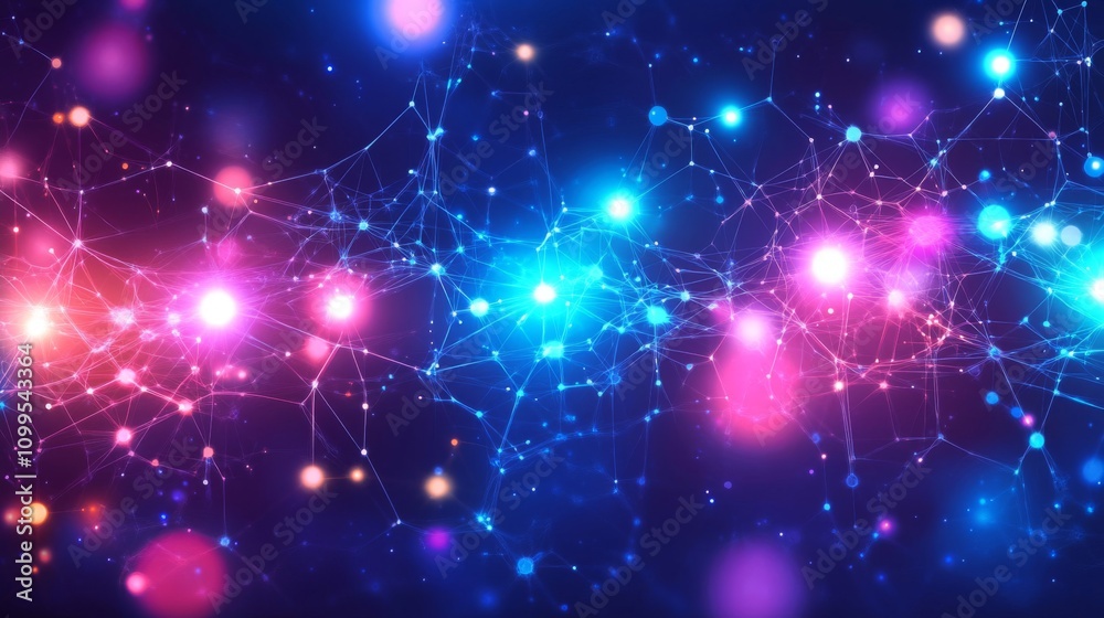 Fototapeta premium Abstract Network of Glowing Nodes and Lines