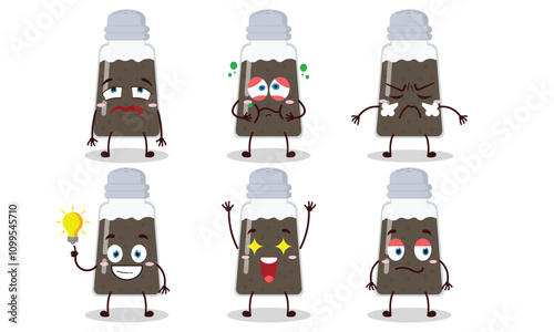 funny black pepper cartoon with different expressions design illustration