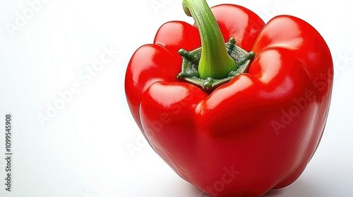 A Single Ripe Red Bell Pepper Isolated On White photo