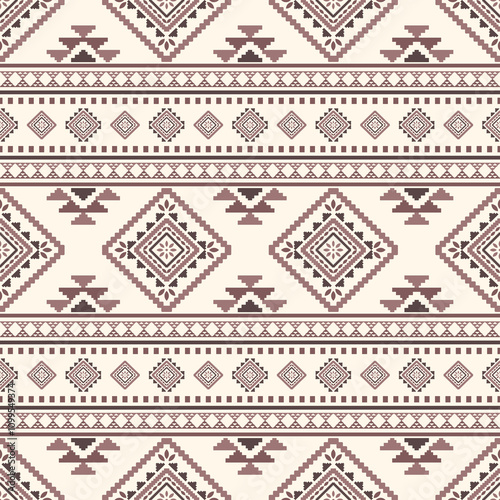 Southwest Aztec geometric Native American Mexican Navajo tribal ethnic seamless pattern fabric colorful design vector for textile printing