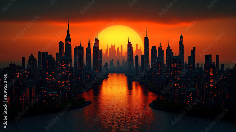 Fototapeta premium retro futuristic city scape