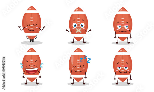 funny rugby ball cartoon with various expressions design illustration