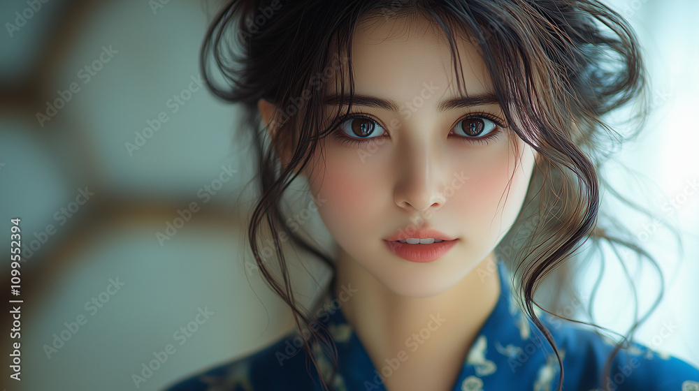 Fototapeta premium 美女, 女性, 美しい, 顔, モデル, 日本, 韓国, 中国, アジア, カフェ, ファッション,