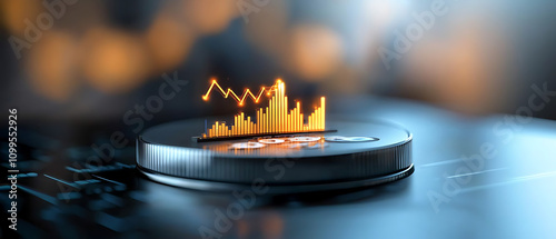 Holographic regtech analytics displaying glowing metrics on digital interface modern business environment data visualization concept photo