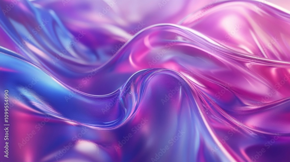 Obraz premium Abstract iridescent waves of purple and blue