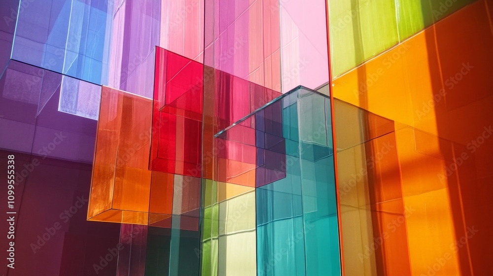 Fototapeta premium Colorful Glass Blocks Abstract Art Installation