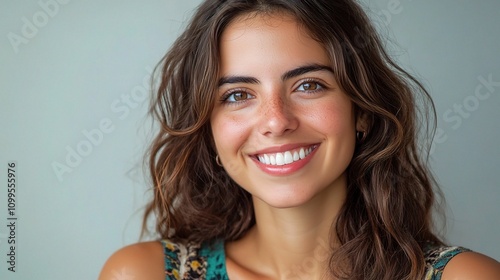 Young Smiling Woman from Uruguay with Bright Eyes and Joyful Expression