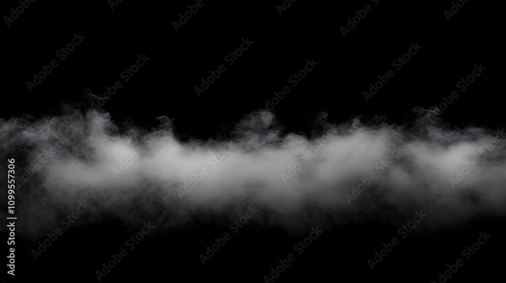 Fototapeta premium White Smoke Clouds Against Black Background