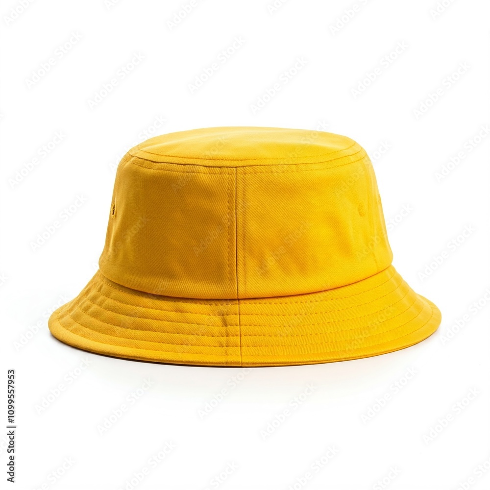 Fototapeta premium Yellow bucket hat isolated on white background