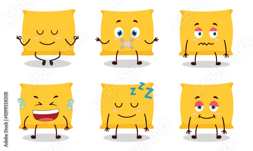 funny pillow cartoon with various expressions design illustration