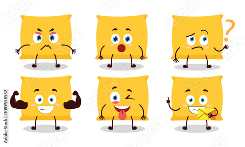 funny pillow cartoon with different expressions character design illustration