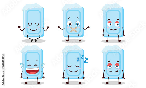 funny soap cartoon with various expressions design illustration