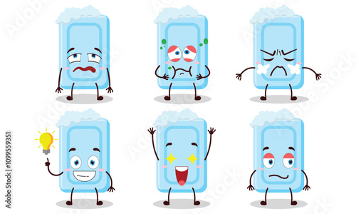 funny soap cartoon with different expressions design illustration