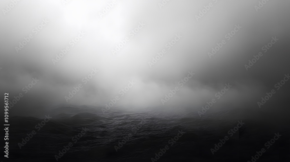 Obraz premium Dark Misty Landscape With Rolling Hills And Fog