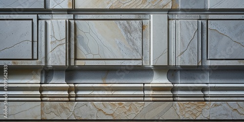 Elegant Stone Wall Cladding with Beige and Gray Marble Tiles in Modern Architecture