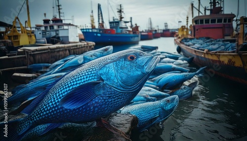Modern fishering industries illustrated backgrounds photo