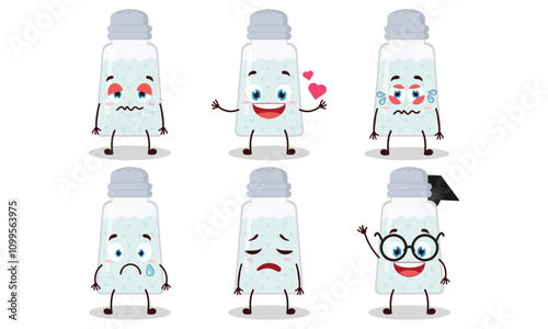 funny salt cartoon character with different pose activity design illustration