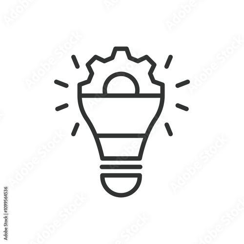 Gear bulb idea, icon in line design. Gear, bulb, idea, innovation, creativity, inspiration, invention on white background vector. Gear bulb idea editable stroke icon