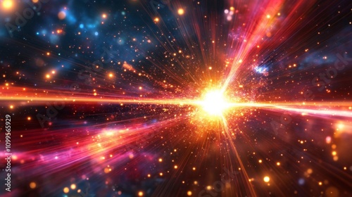 Cosmic Explosion Light Streaks And Nebula