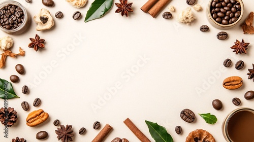 Wallpaper Mural Coffee and Spices Flat Lay with Copy Space Torontodigital.ca
