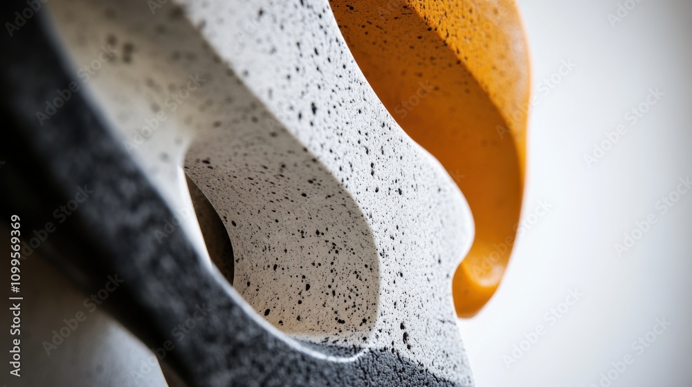Fototapeta premium A close-up of an abstract sculpture made from various materials and colors, Symbolizing the integration of diverse elements into a unified form, minimalist style