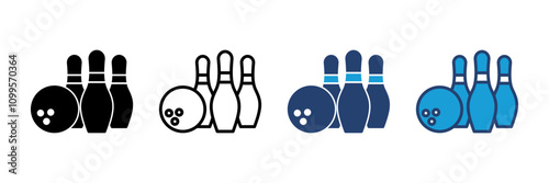 Bowling icon vector. bowling ball and pin icon. bowling pins