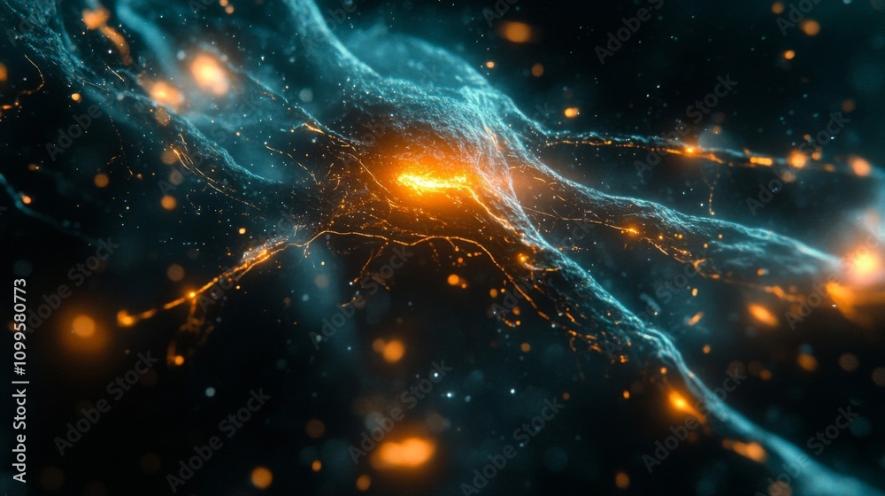 Obraz premium Abstract Cosmic Nebula Glowing Energy Streams