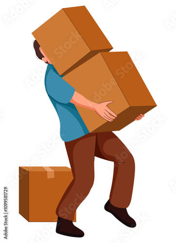 Delivery Men Carrying Heavy Box