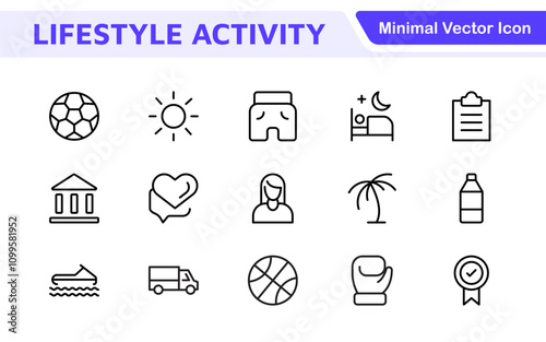 Lifestyle Icon Set. A chic and versatile collection of icons representing wellness, hobbies, daily living, lifestyle, and personal growth.