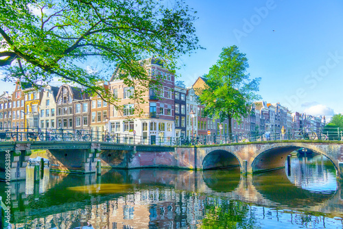 Canvas Print Channels of Amsterdam, Netherlands