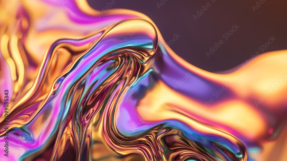 Obraz premium Swirling Metallic Fusion - Abstract Artwork in Motion Against Dark Background