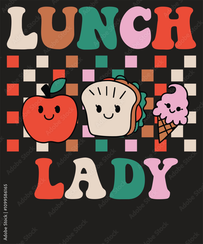 Fototapeta premium Lunch Lady T-Shirt Design – Celebrate Cafeteria Heroes with Fun Lunch Lady Artwork – Perfect for Lunch Lady Pride and School Staff Gifts