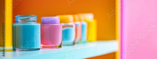 Wallpaper Mural Colorful nail polish bottles on vibrant gradient background Torontodigital.ca